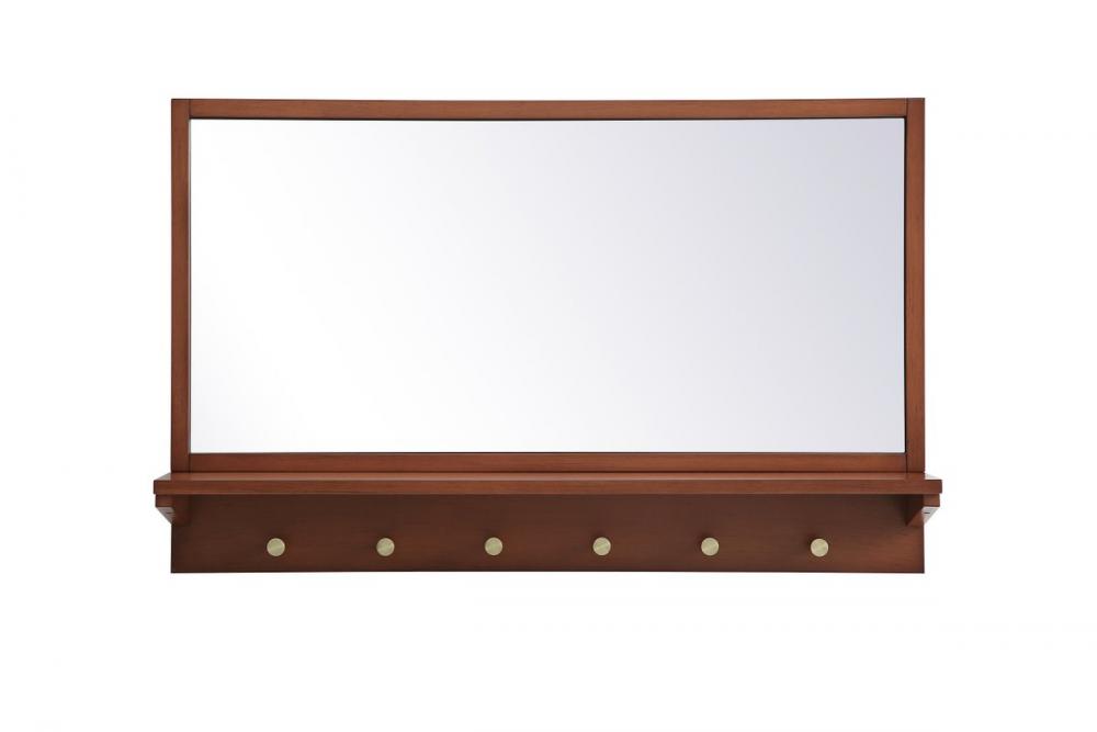 Entryway Mirror with Shelf 34 Inchx21 Inch in Pecan