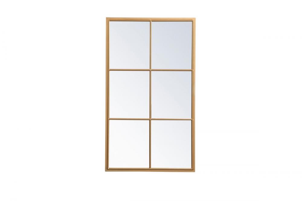 Metal Windowpane Mirror 28 Inchx48 Inch in Brass