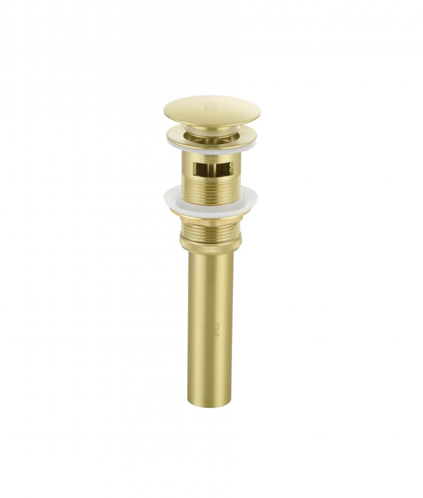 Pop-up bathroom sink drain with overflow in Brushed Gold