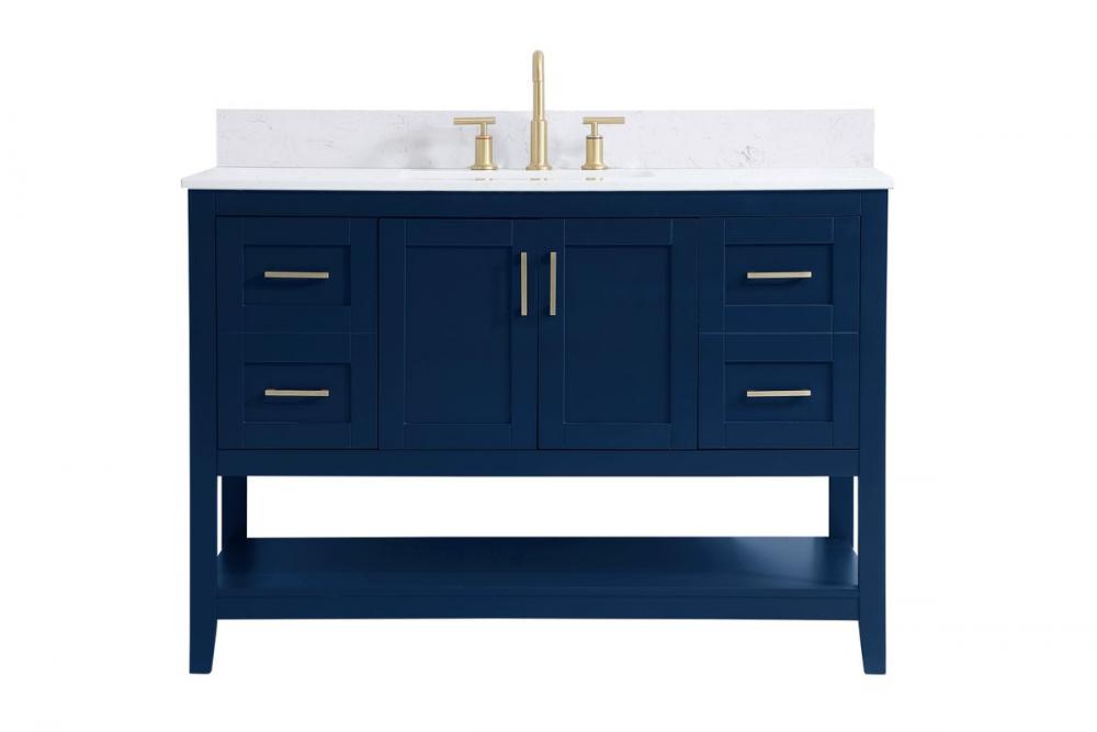 48 Inch Single Bathroom Vanity in Blue with Backsplash