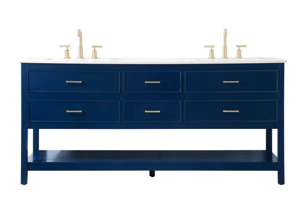 72 Inch Double Bathroom Vanity in Blue