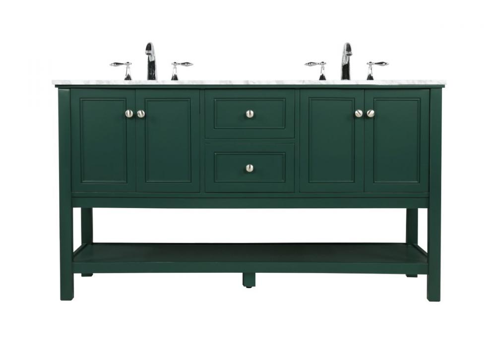 60 Inch Double Bathroom Vanity in Green