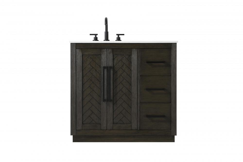 36 inch Single Bathroom Vanity in Chocolate Oak