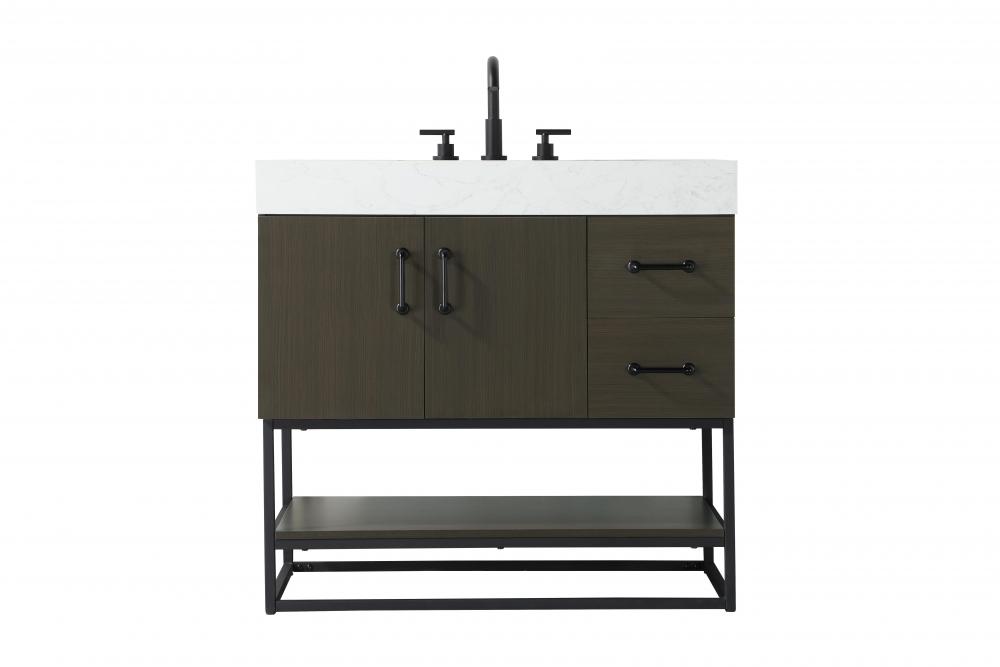 36 inch Single Bathroom Vanity in Mocha Brown