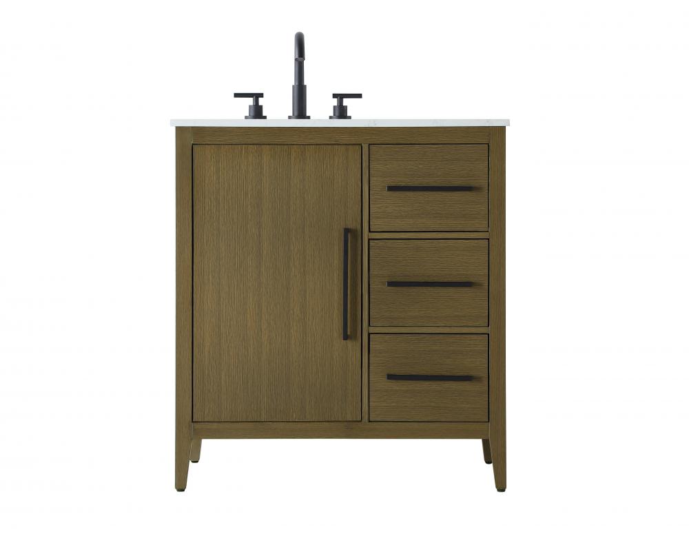 32 Inch Single Bathroom Vanity In Chestnut Brown