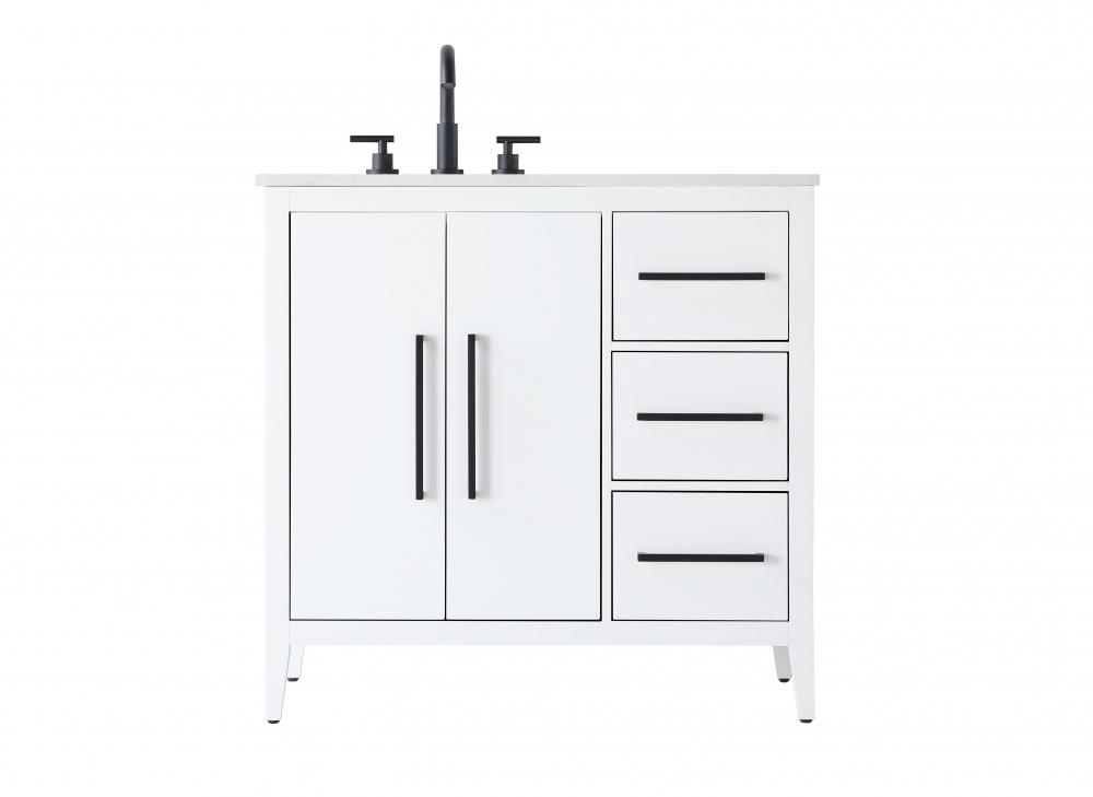 36 Inch Single Bathroom Vanity In White