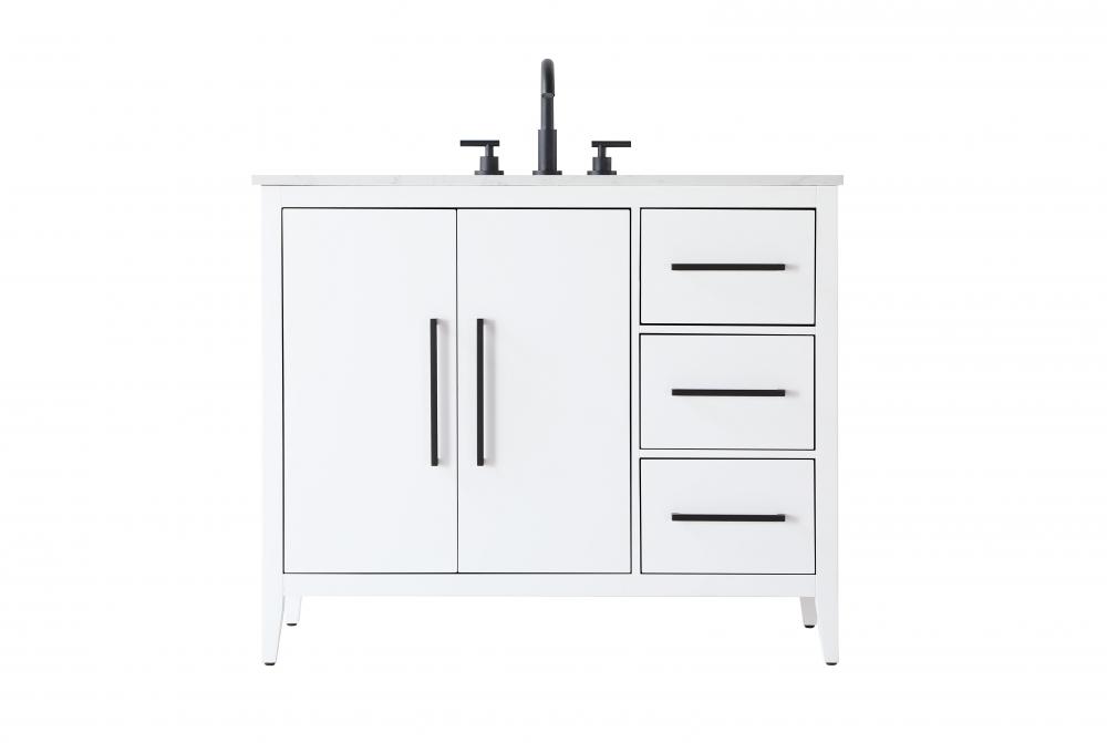 42 Inch Single Bathroom Vanity In White