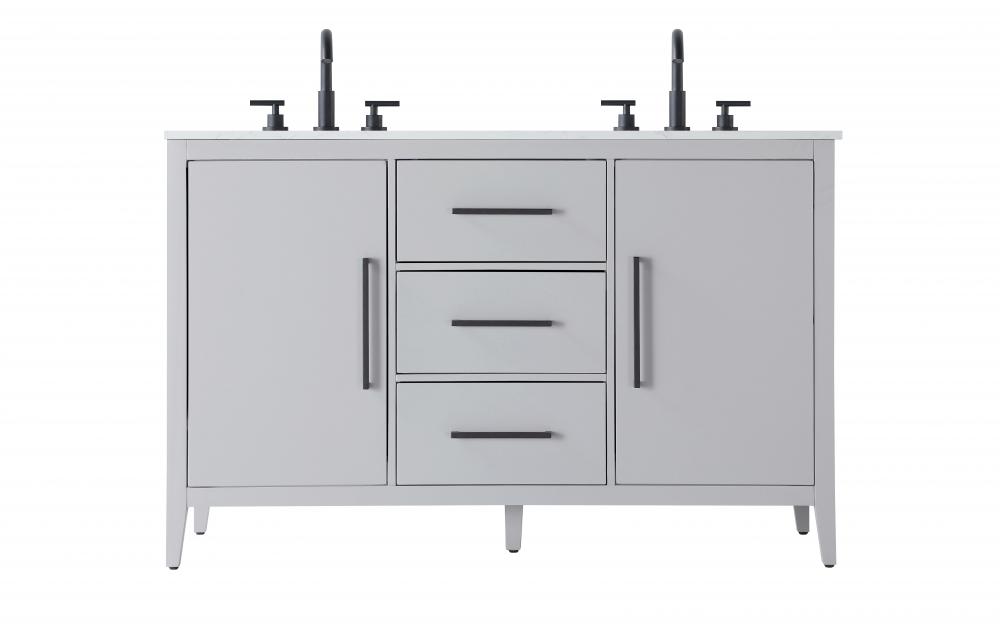 54 Inch Double Bathroom Vanity In Grey