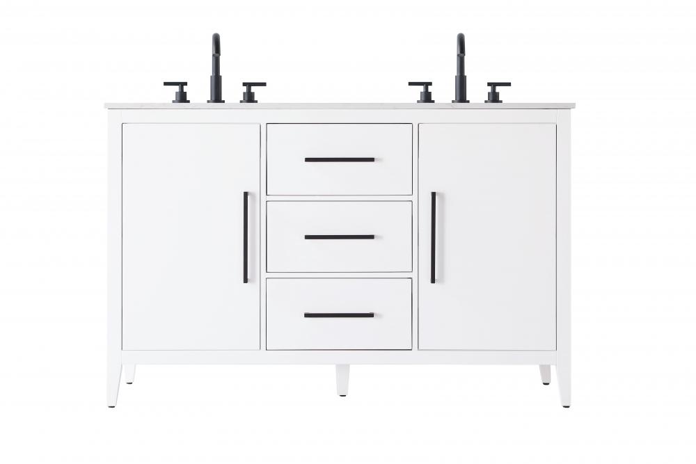 54 Inch Double Bathroom Vanity In White