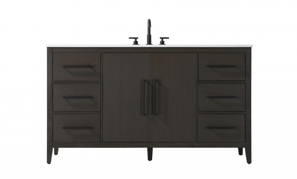 60 Inch Single Bathroom Vanity In Mocha Brown