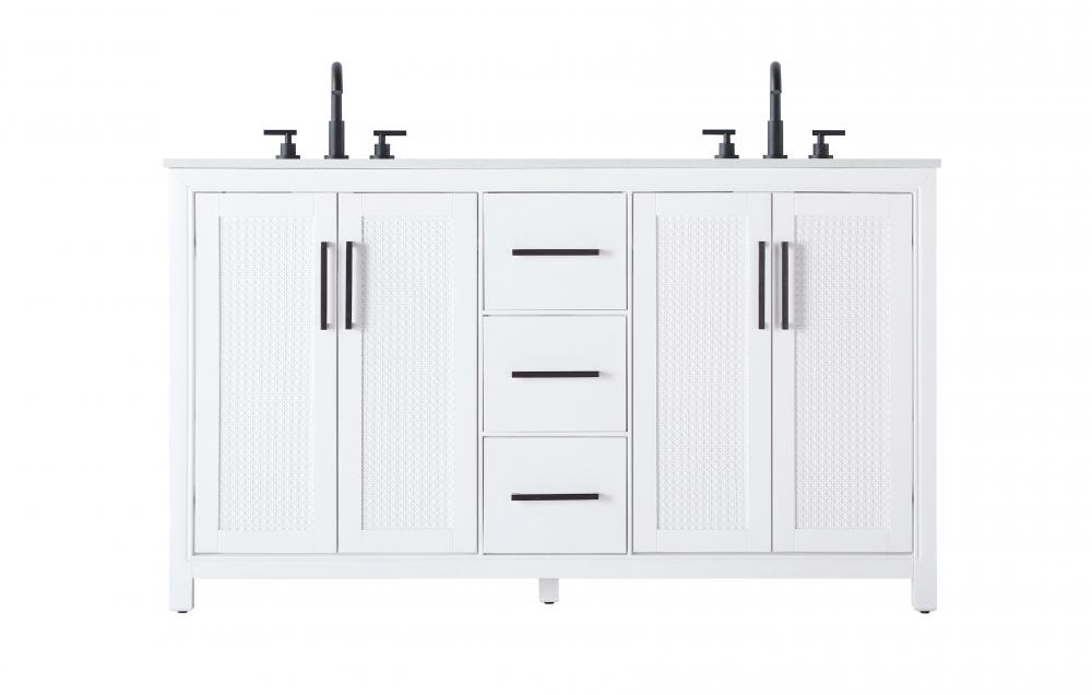 60 Inch Double Bathroom Vanity In White