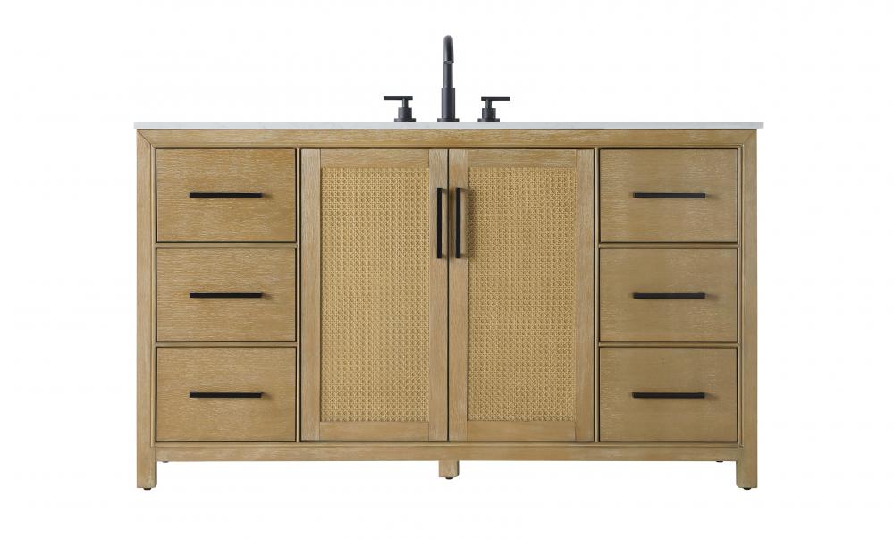 60 Inch Single Bathroom Vanity In Linen Oak