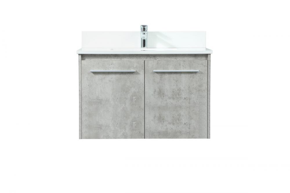 30 Inch Single Bathroom Vanity in Concrete Grey with Backsplash