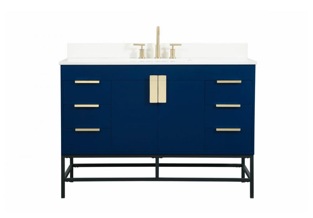 48 Inch Single Bathroom Vanity in Blue with Backsplash