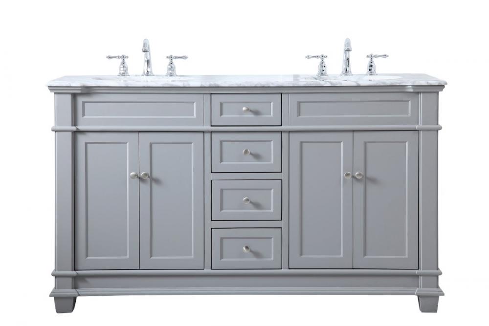 60 Inch Double Bathroom Vanity Set in Grey