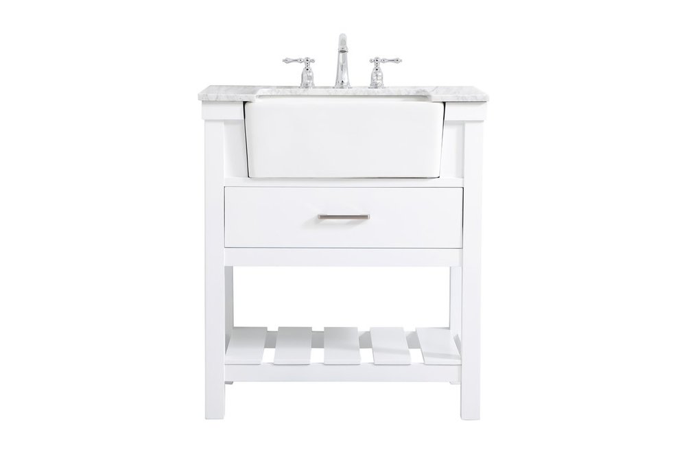 30 Inch Single Bathroom Vanity in White