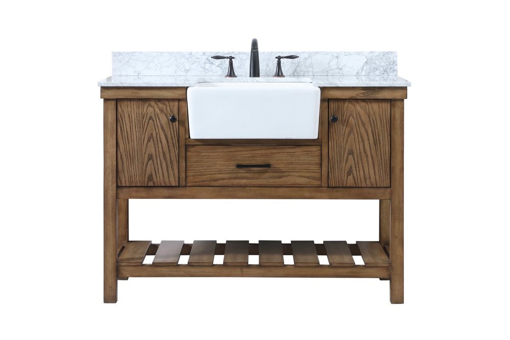 48 inch Single bathroom vanity in driftwood with backsplash