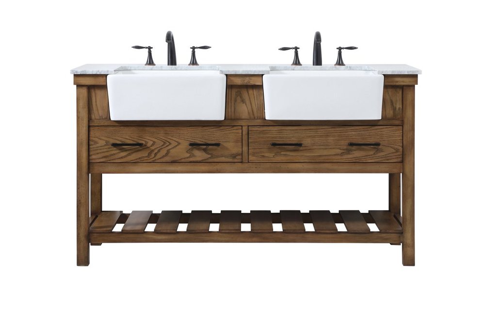 60 inch double bathroom vanity in driftwood