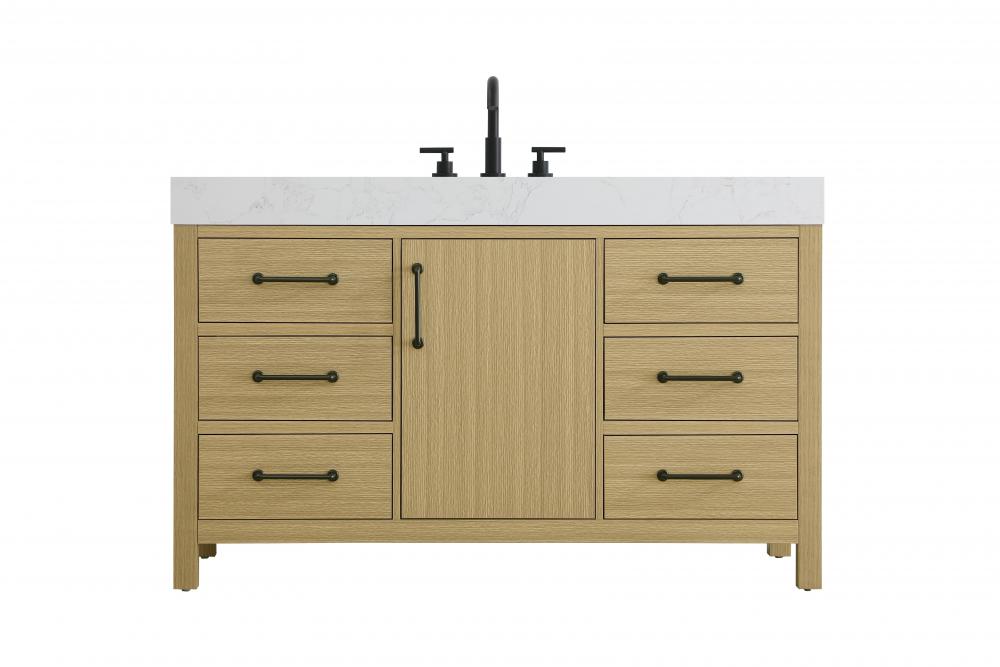 54 inch Single Bathroom Vanity In Honey Brown