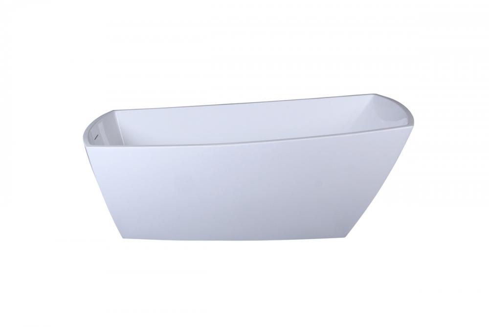 72 Inch Soaking Single Slipper Rectangular Bathtub in Glossy White