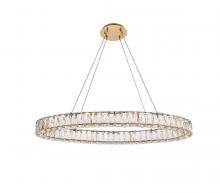 Elegant 3503D36G - Monroe 36 Inch LED Oval Single Pendant in Gold