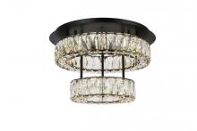 Elegant 3503F18L2BK - Monroe 18 Inch LED Double Flush Mount in Black