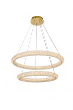 Elegant 3800G32SG - Bowen 32 Inch Adjustable LED Chandelier in Satin Gold