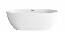 Elegant BT10767GW-BGD - 67 inch Soaking Bathtub in Glossy White with Brushed Gold Trim