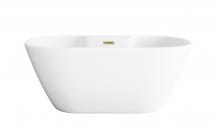 Elegant BT30559GW-BGD - 59 inch Bathtub in Glossy White with Brushed Gold Trim