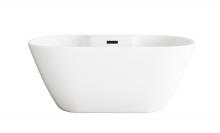 Elegant BT30559GW-MBK - 59 inch Bathtub in Glossy White with Matte Black Trim