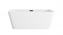 Elegant BT30659GW-MBK - 59 inch Bathtub in Glossy White with Matte Black Trim