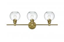 Elegant LD2318SG - Collier 3 Light Satin Gold and Clear Glass Wall Sconce