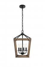 Elegant LD511H20BW - Gage 12 inch Latern Pendant in Brown and Black