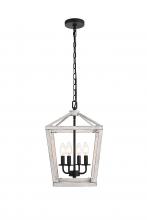 Elegant LD511H20WG - Gage 12 inch Latern Pendant in Weathered White and Black