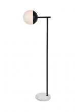 Elegant LD6098BK - Eclipse 1 Light Black Floor Lamp with Frosted White Glass