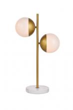 Elegant LD6156BR - Eclipse 2 Lights Brass Table Lamp with Frosted White Glass