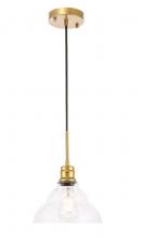 Elegant LD6218BR - Gil 1 Light Brass and Clear Seeded Glass Pendant