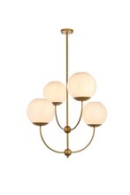 Elegant LD653D30BR - Lennon 31.5 Inch Pendant in Brass with White Shade