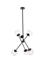 Elegant LD656D24BK - Axl 24 Inch Pendant in Black with Clear Shade