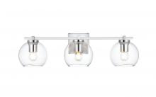 Elegant LD7311W24CH - Juelz 3 Light Chrome and Clear Bath Sconce