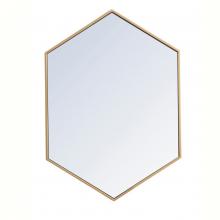 Elegant MR4424BR - Metal Frame Hexagon Mirror 24 Inch In Brass