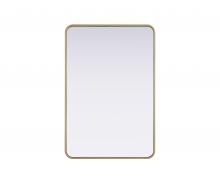 Elegant MR8A2740BRA - Contour Metal Rectangle Mirror 27x40 in Brass