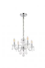 Elegant V7804D15C/RC - Rococo 4 Light Chrome Pendant Clear Royal Cut Crystal