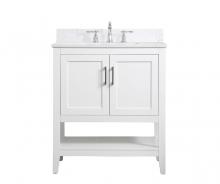  VF16030WH-BS - 30 Inch Single Bathroom Vanity in White with Backsplash