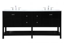  VF16472DBK - 72 Inch Double Bathroom Vanity in Black