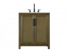 Elegant VF29530HO - 30 Inch Single Bathroom Vanity In Hazel Oak