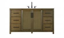 Elegant VF29560HO - 60 Inch Single Bathroom Vanity In Hazel Oak