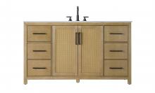 Elegant VF29560LO - 60 Inch Single Bathroom Vanity In Linen Oak