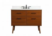 Elegant VF41042MTK-BS - 42 Inch Single Bathroom Vanity in Teak with Backsplash