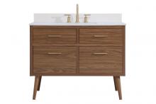 Elegant VF41042WB-BS - 42 Inch Bathroom Vanity in Walnut Brown with Backsplash